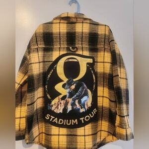 Upcycled Flannel with Garth Brooks Stadium Tour logo